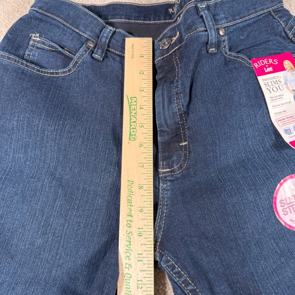 Riders By Lee Straight Leg Jeans Womens 16 Long Dark Wash Slender Stretch NEW - Picture 9 of 11